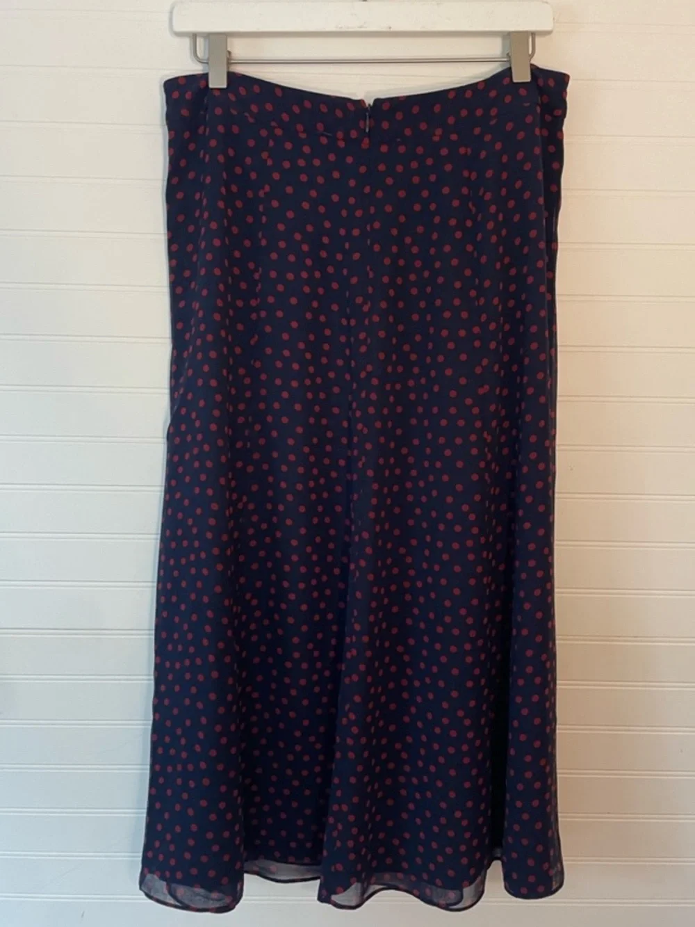 Boden Serena Navy Red Polka Dot Midi Flowy Skirt Size 14